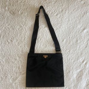 Prada Nylon Flat Messenger Bag Black